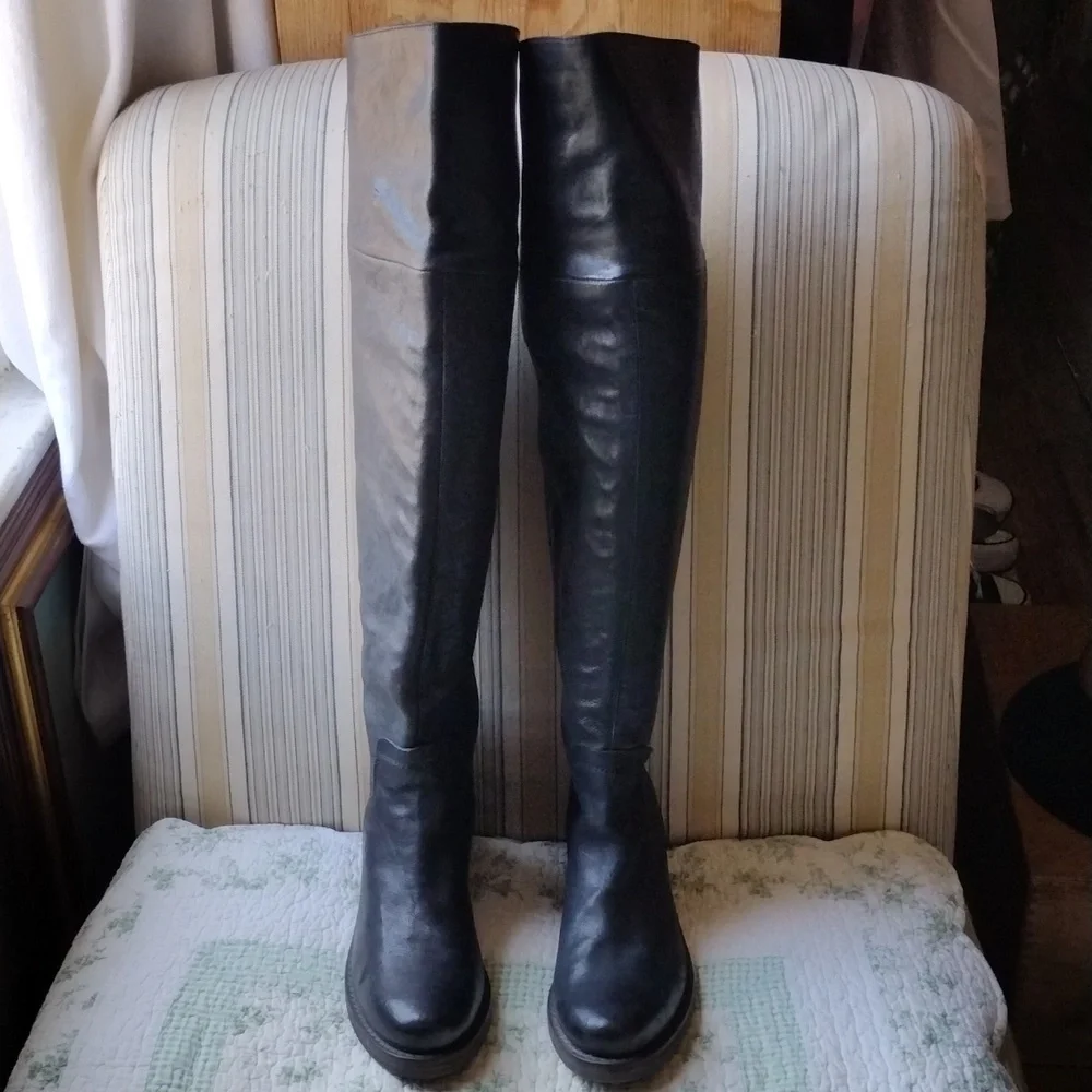 Vic Black Over-the-Knee Leather Boots 37.5